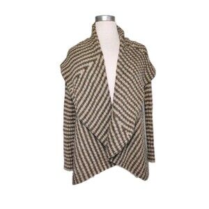 Lineamaglia Open Cardigan Sweater Alpaca Blend Made in Italy Womens M Earthy